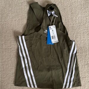 Adidas Khaki Wrap Tank Top with White Accents Size Small